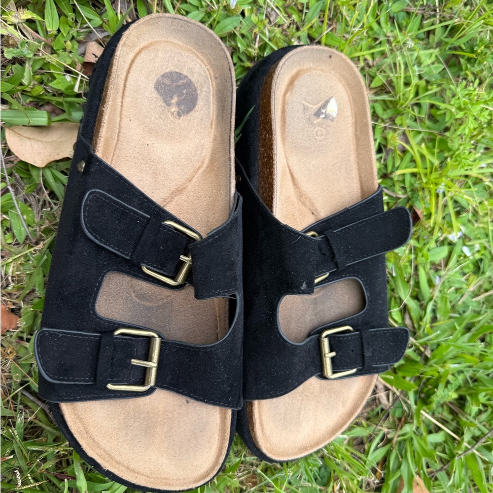 Black platform studded sandals